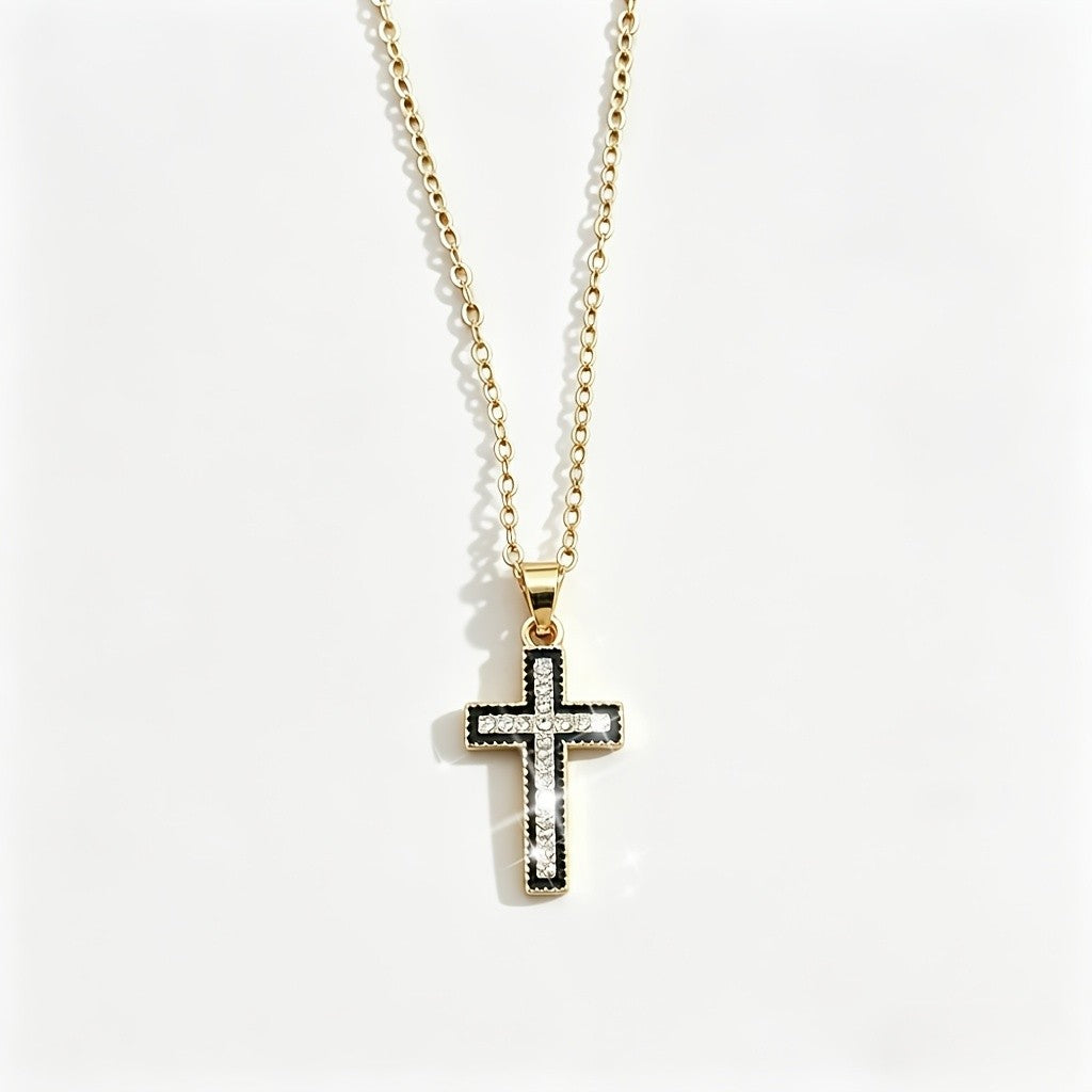 Black-Edged Cross Necklace