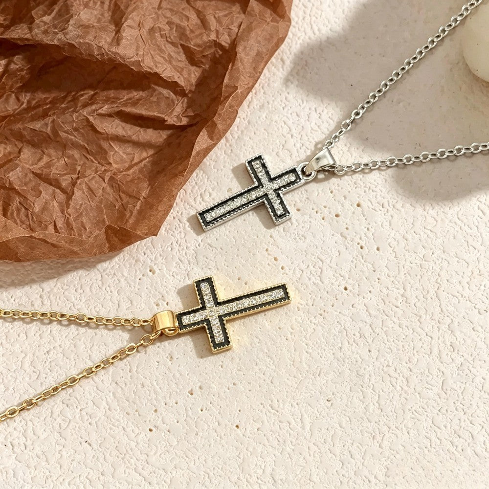 Black-Edged Cross Necklace