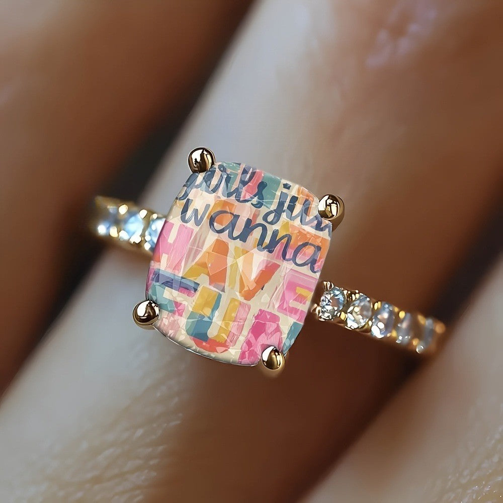 Colorful Graffiti Square Ring