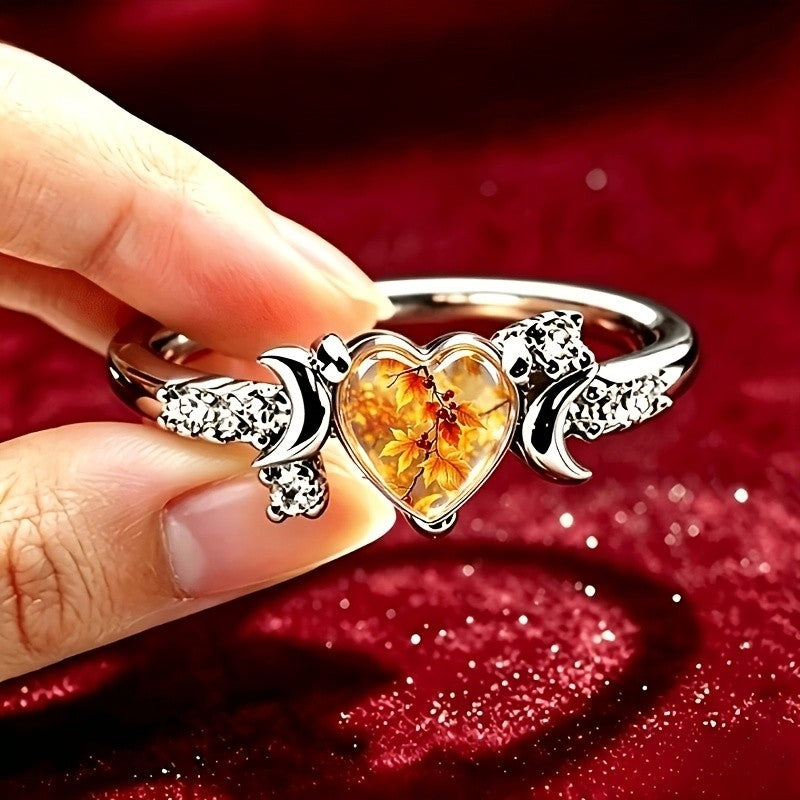 Autumn Leaf Heart Ring