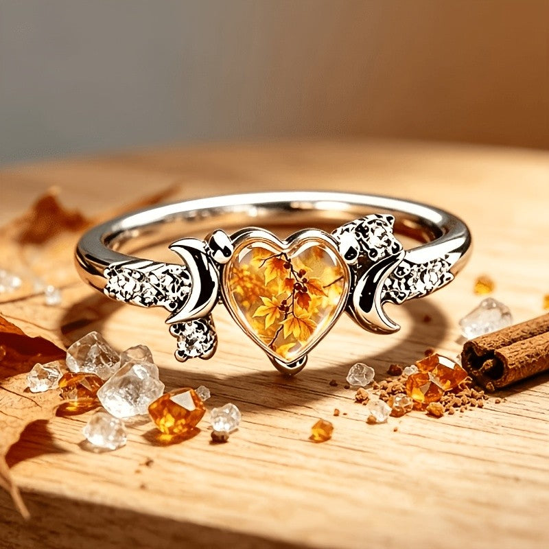 Autumn Leaf Heart Ring