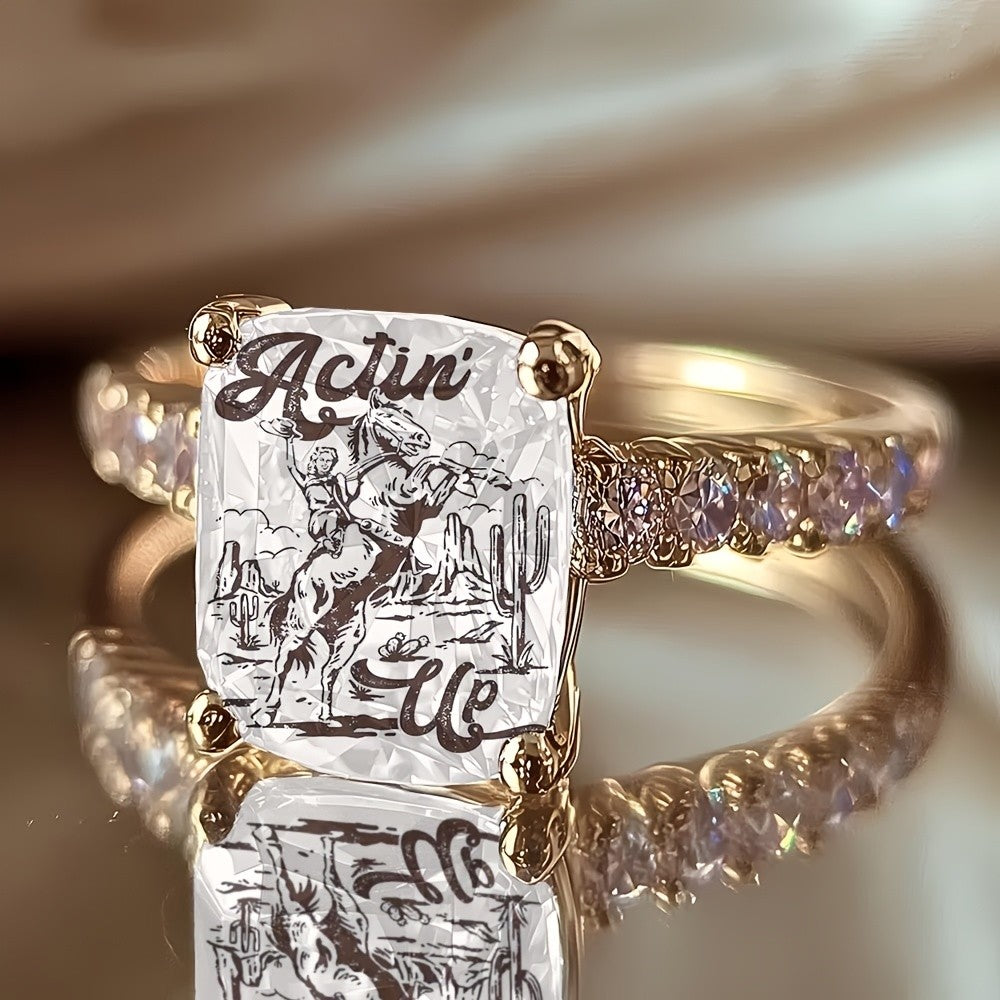 Cowboy Scene Square Ring