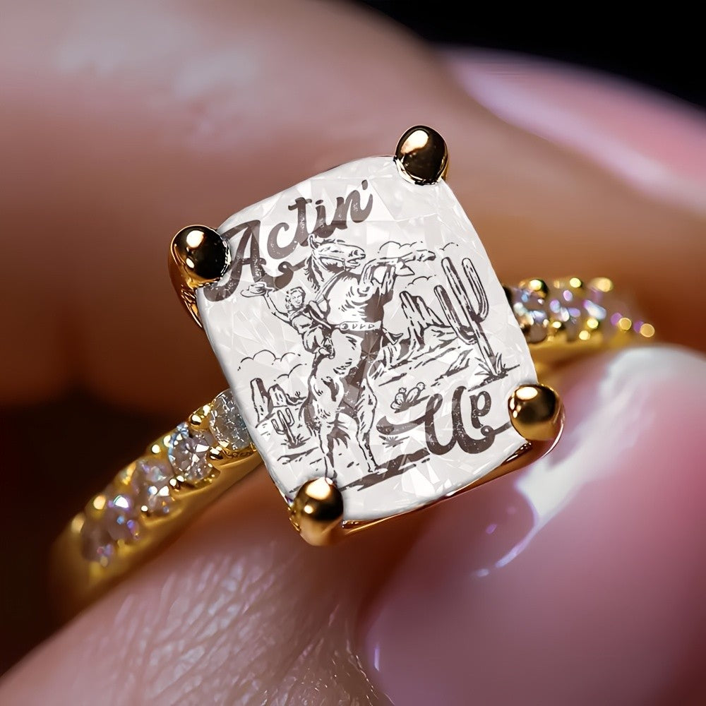 Cowboy Scene Square Ring
