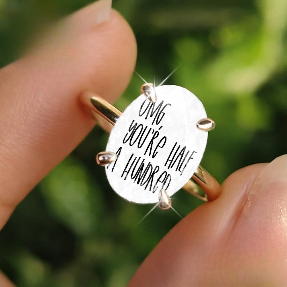 Handwritten Message Oval Ring