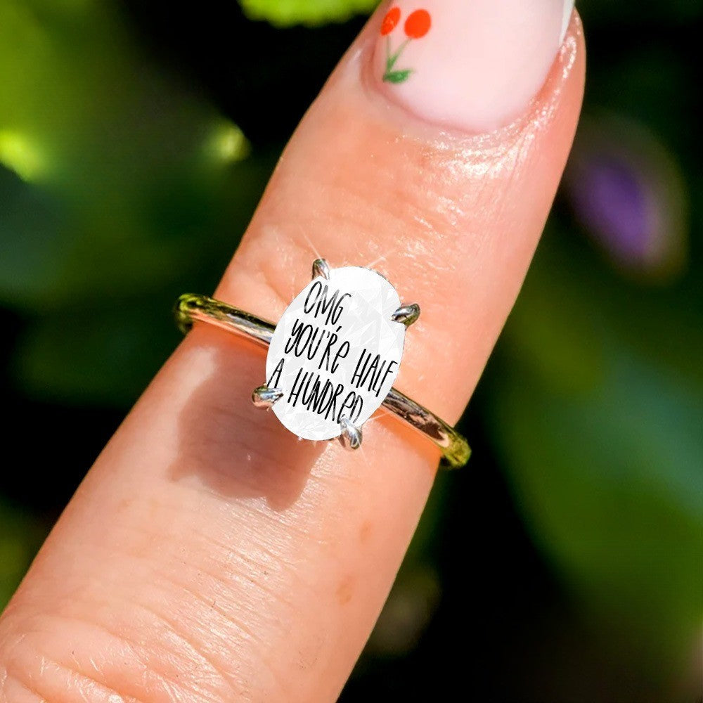 Handwritten Message Oval Ring