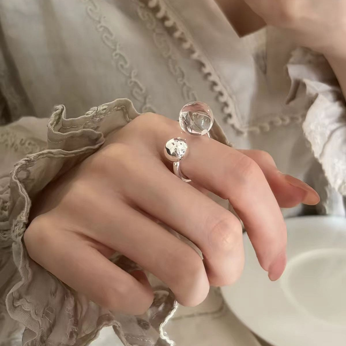 Double Glass Ball Ring