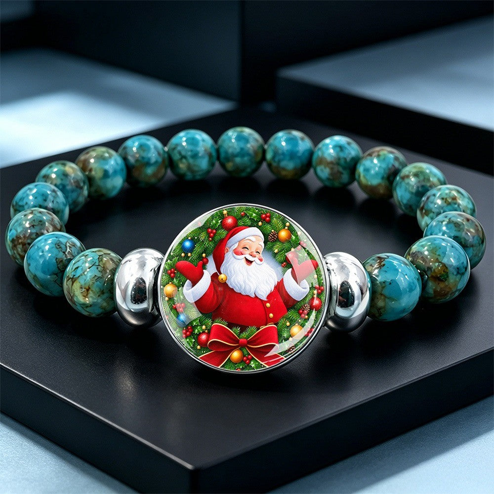 Santa Claus Wreath Bead Bracelet