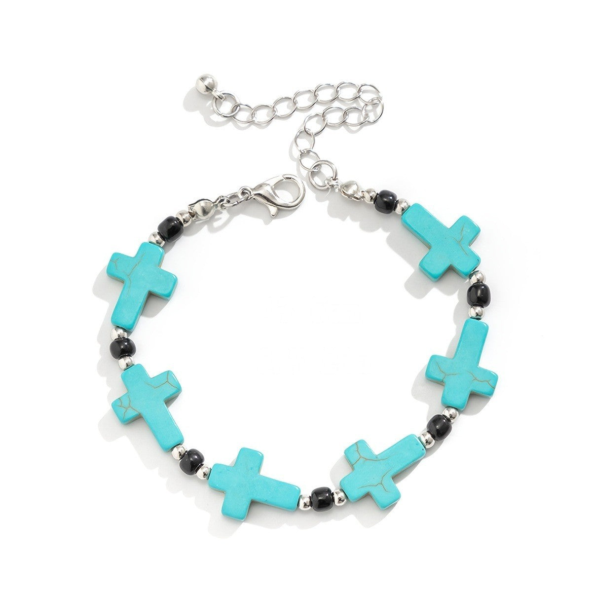 Turquoise Cross Beaded Bracelet
