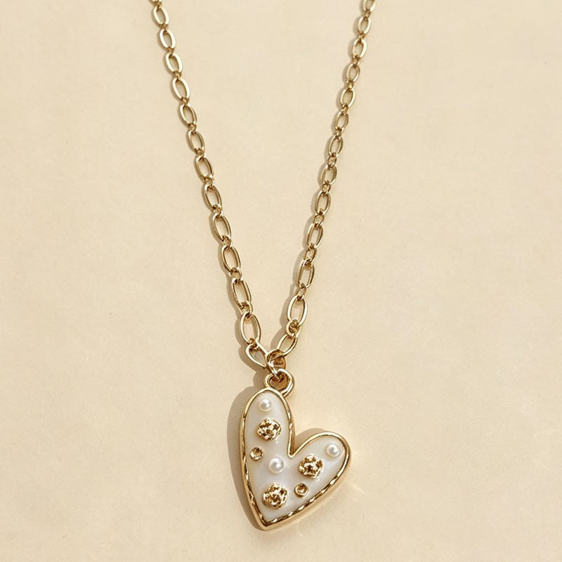 Enamel Floral Heart Necklace