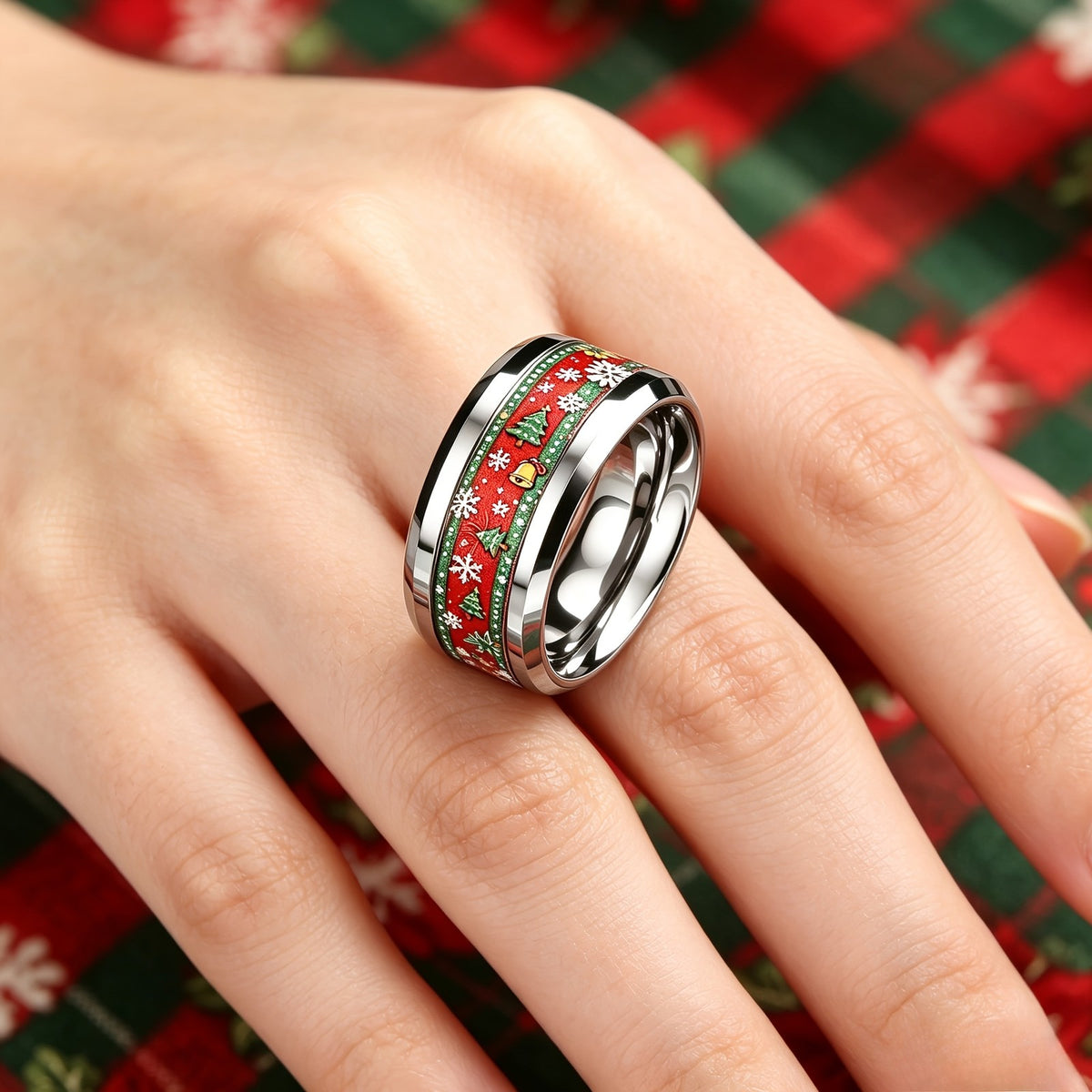 Christmas Tree & Snowflake Ring