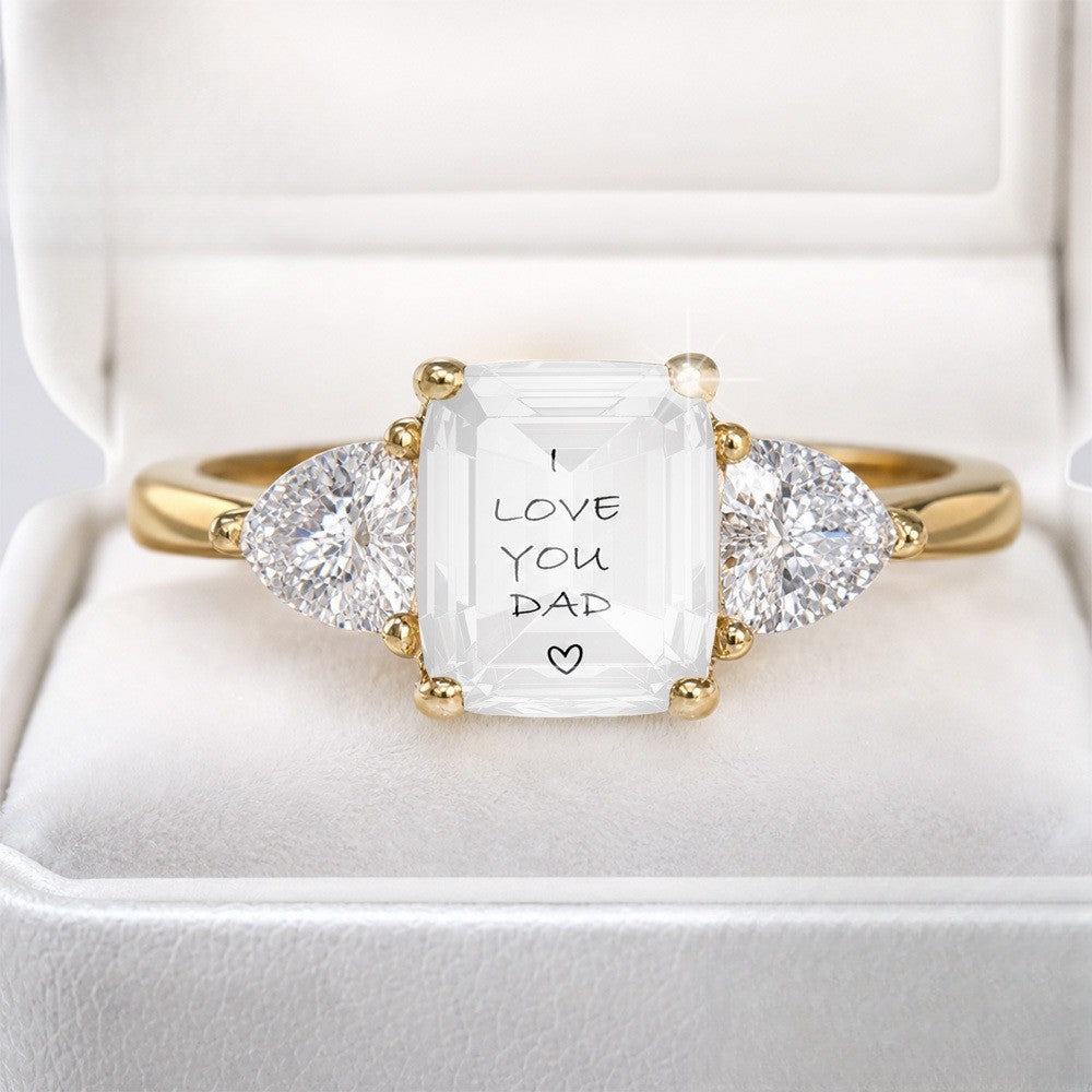 Handwritten Dad Love Three-Stone Ring