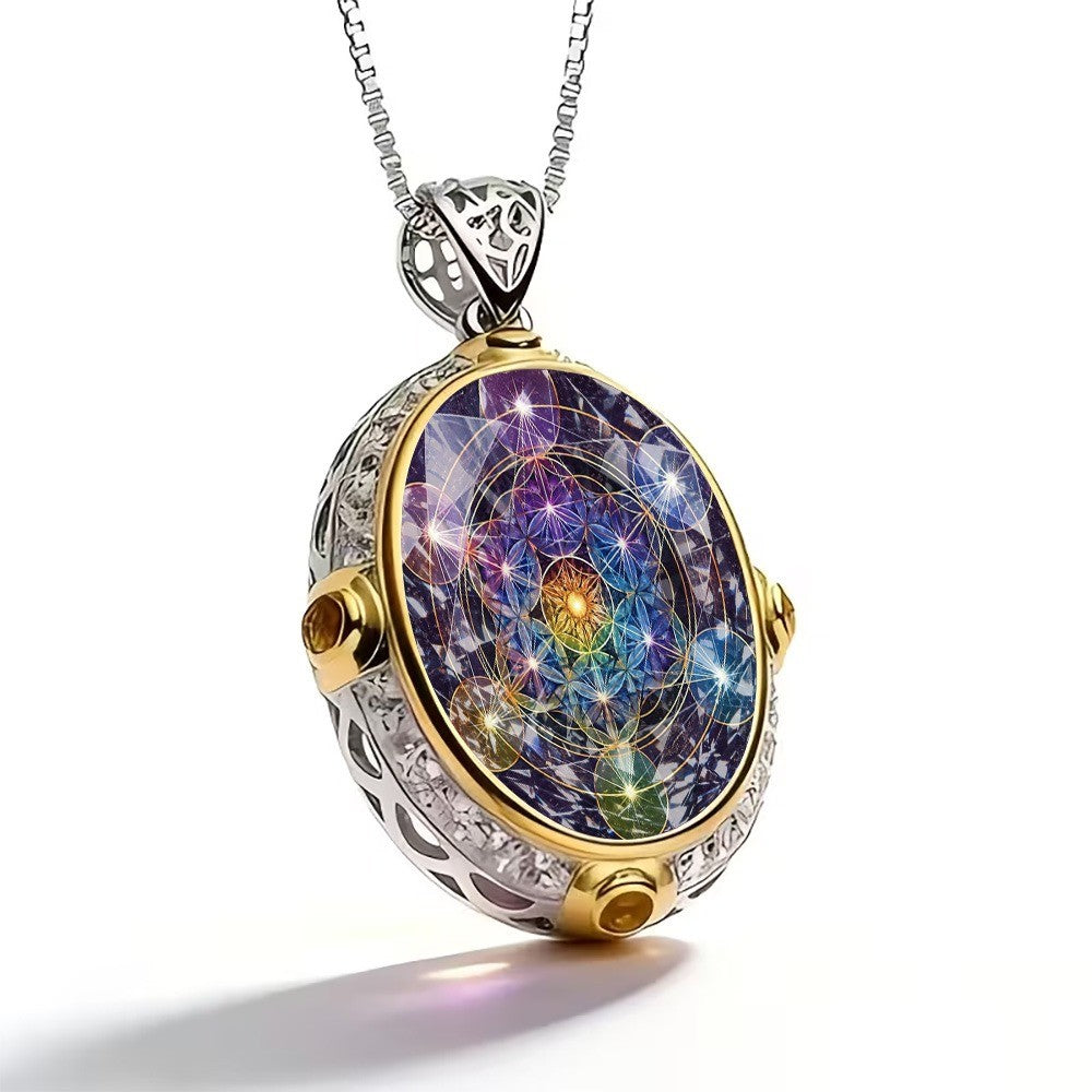 Rainbow Sacred Geometry Pendant Necklace