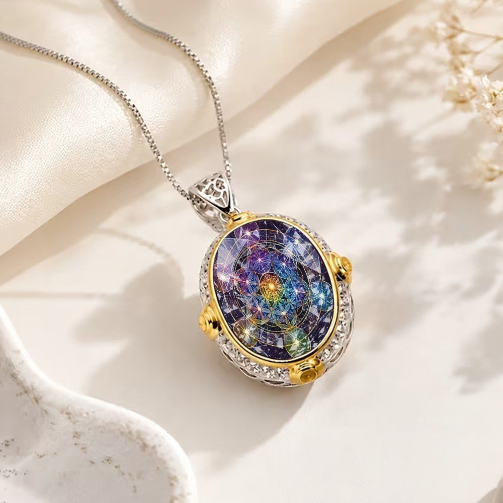 Rainbow Sacred Geometry Pendant Necklace