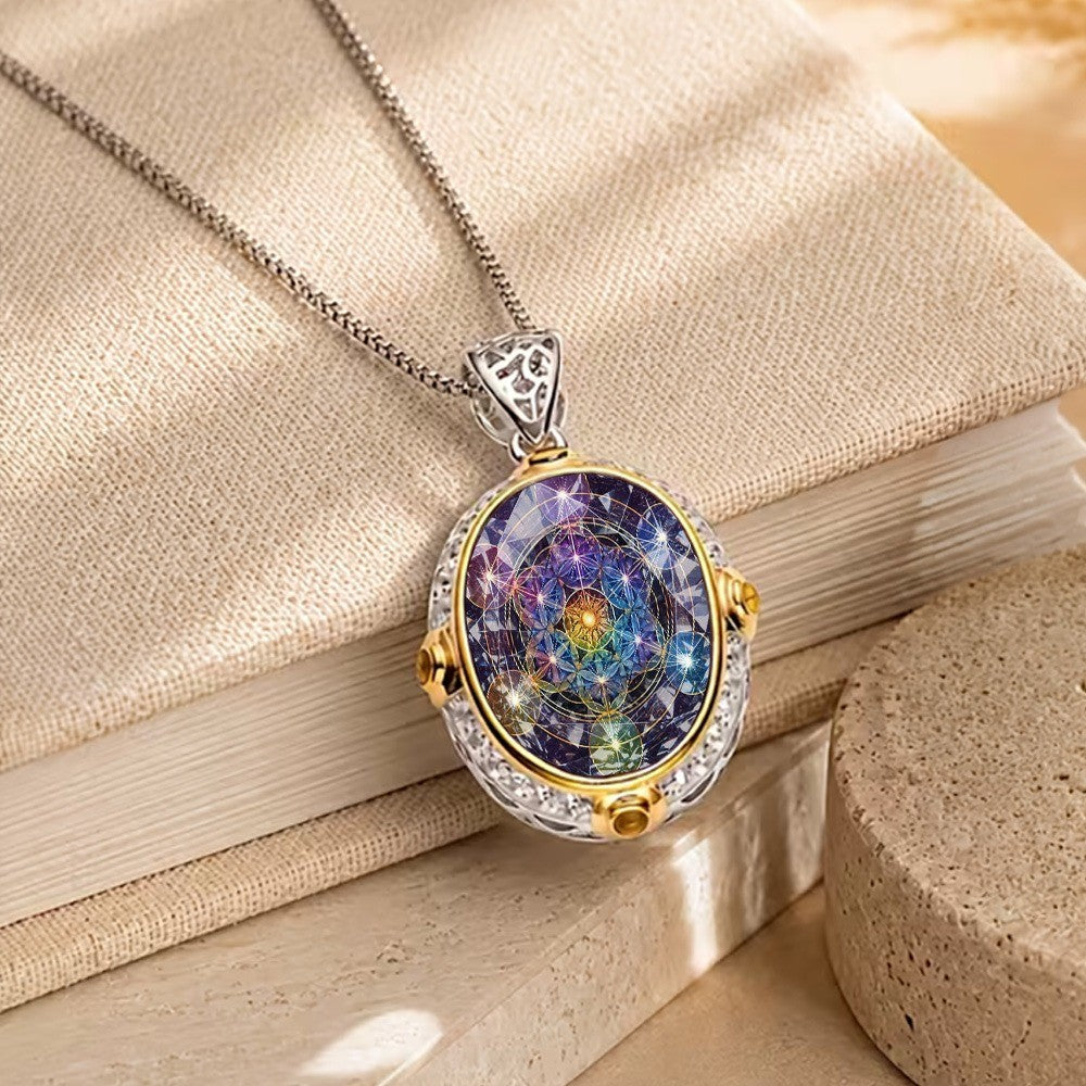 Rainbow Sacred Geometry Pendant Necklace