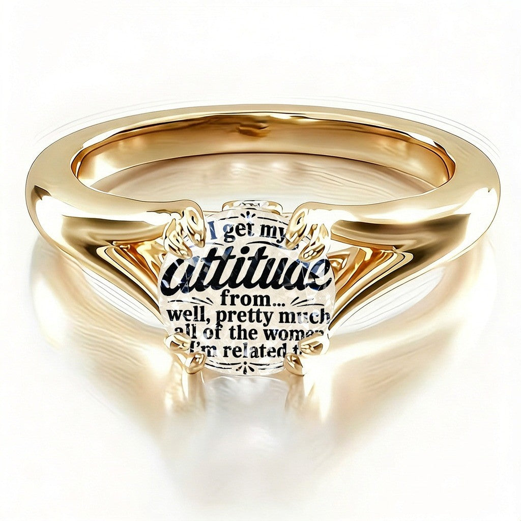 Attitude Quote Glass Ring