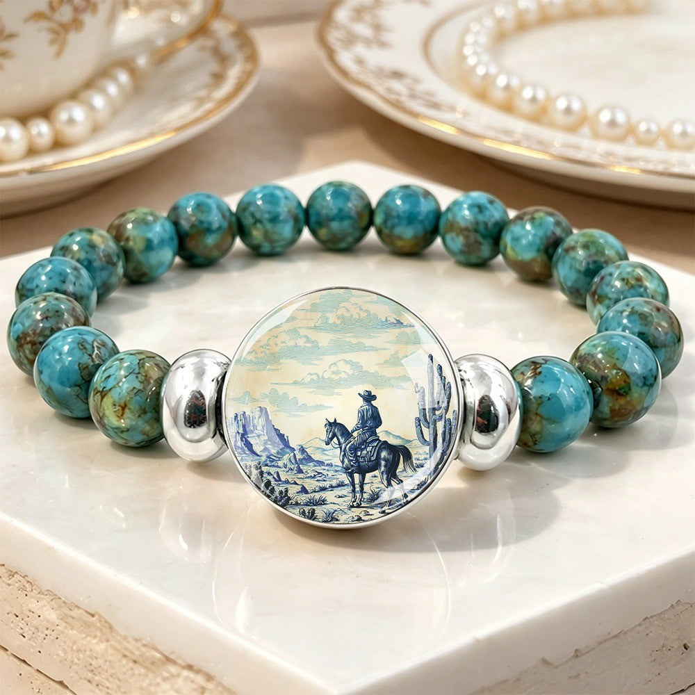 Cowboy Scene Stone Bracelet