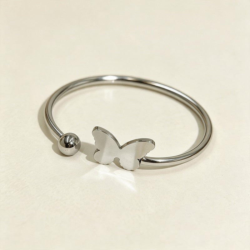 Heart & Butterfly Open Cuff Bracelet