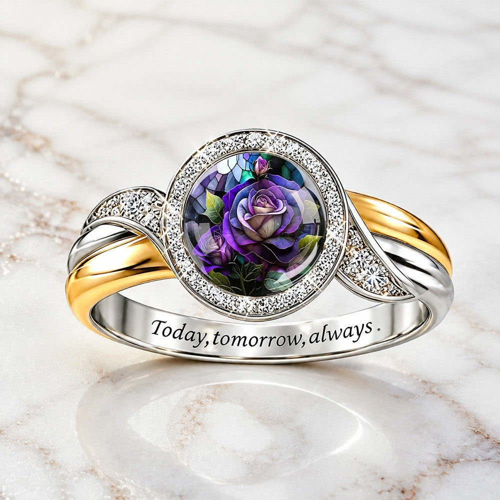 Purple Rose Mosaic Intertwined Ring