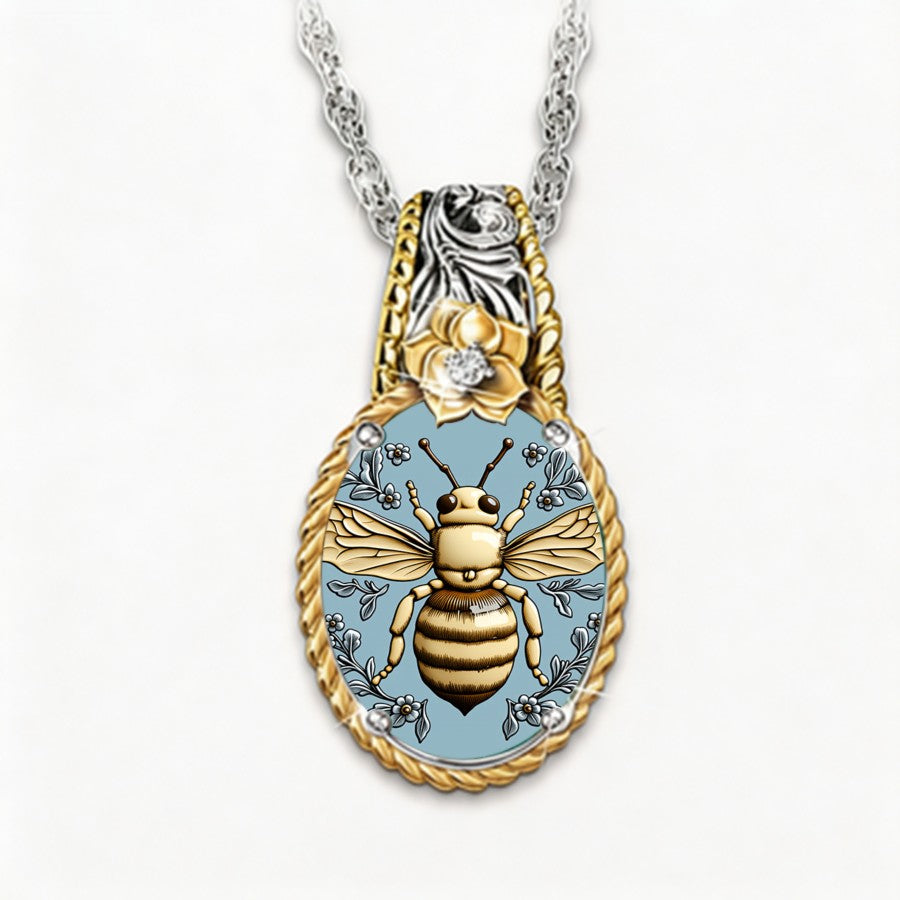 Blue Bee Pendant Necklace