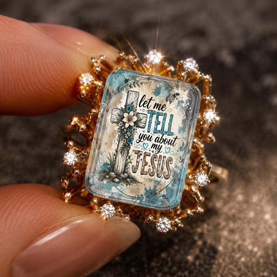 Floral Cross Message Statement Ring