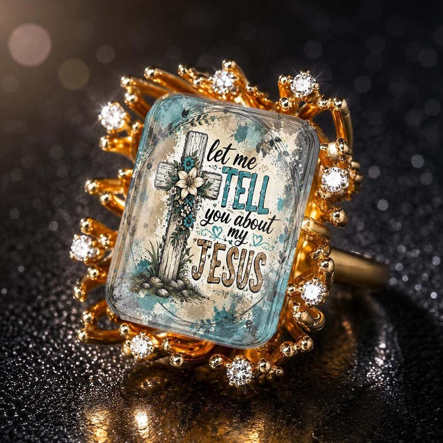 Floral Cross Message Statement Ring