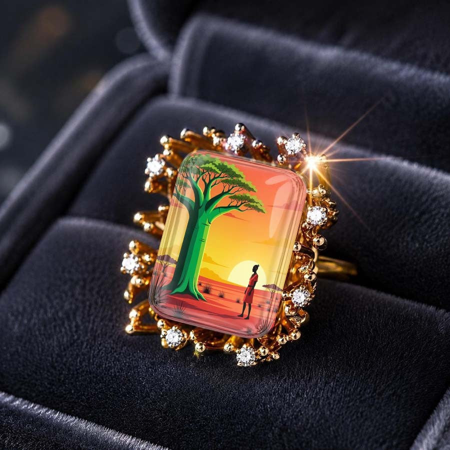 Sunset Tree Statement Ring