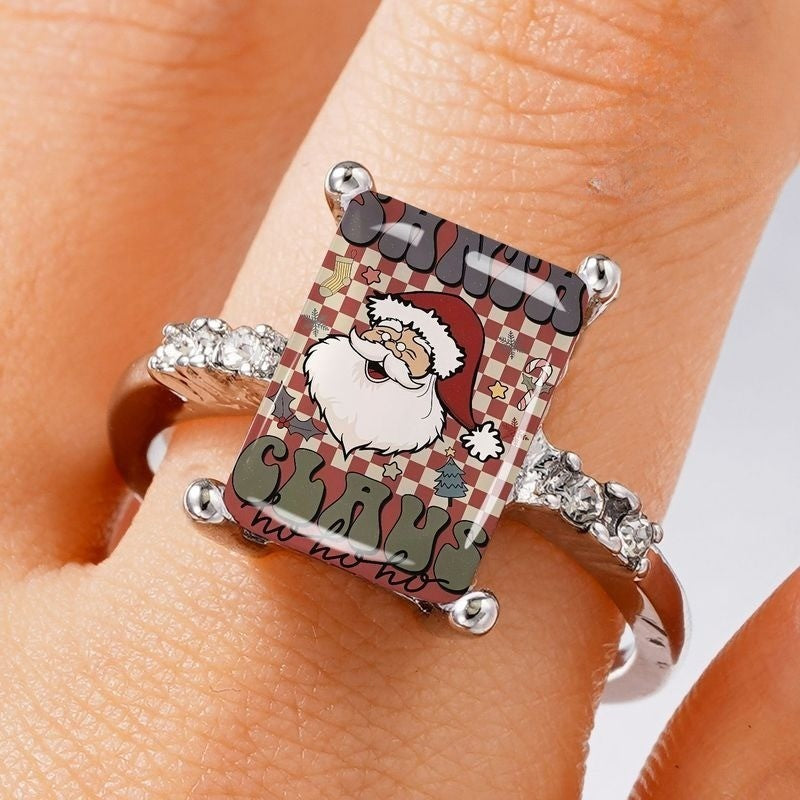 Santa Claus Checkered Glass Ring