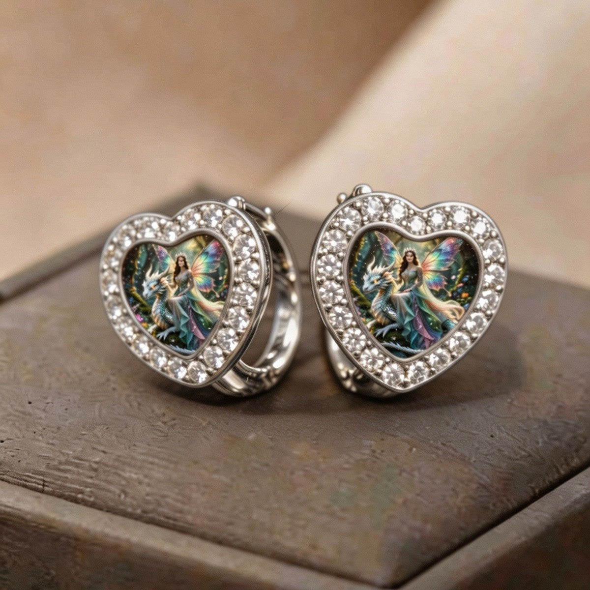 Fairy & Dragon Heart Hoop Earrings