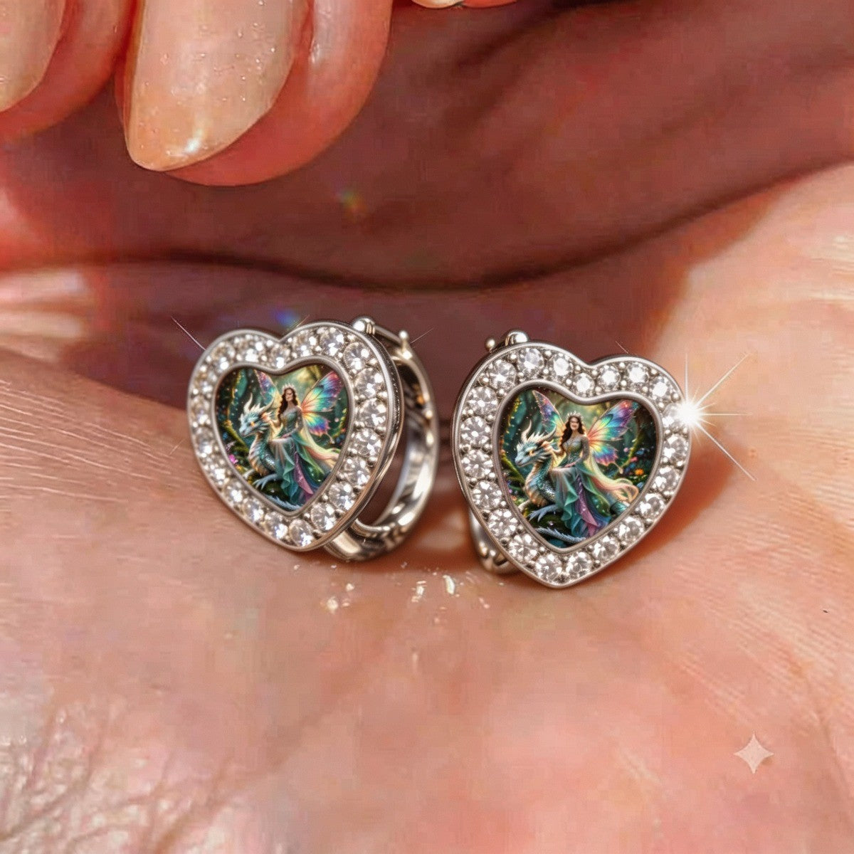 Fairy & Dragon Heart Hoop Earrings