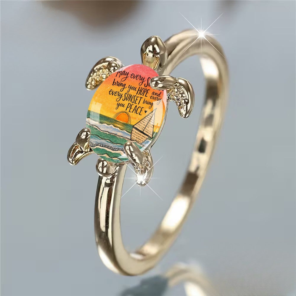 Sunset Sailboat Turtle Ring
