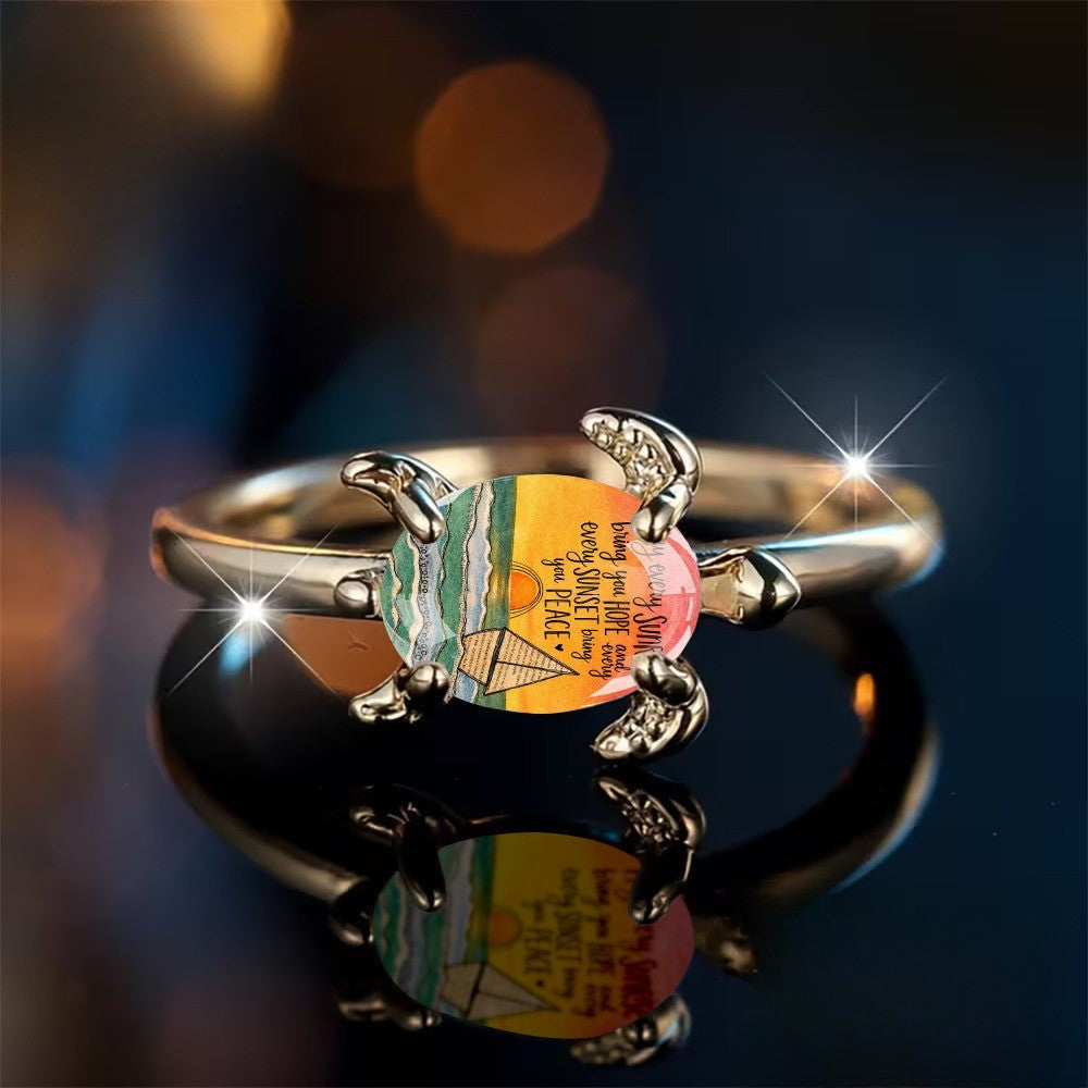 Sunset Sailboat Turtle Ring