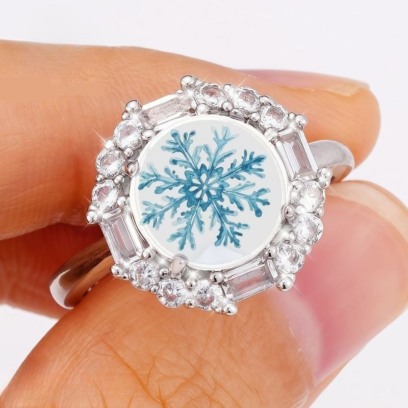 Blue Snowflake Crystal Ring