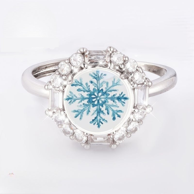 Blue Snowflake Crystal Ring