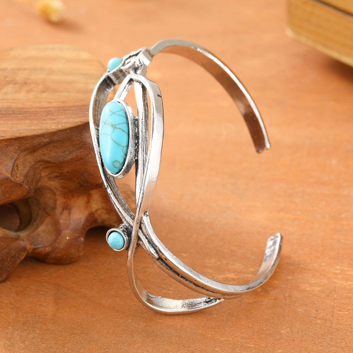 Turquoise Twisted Wire Cuff Bangle