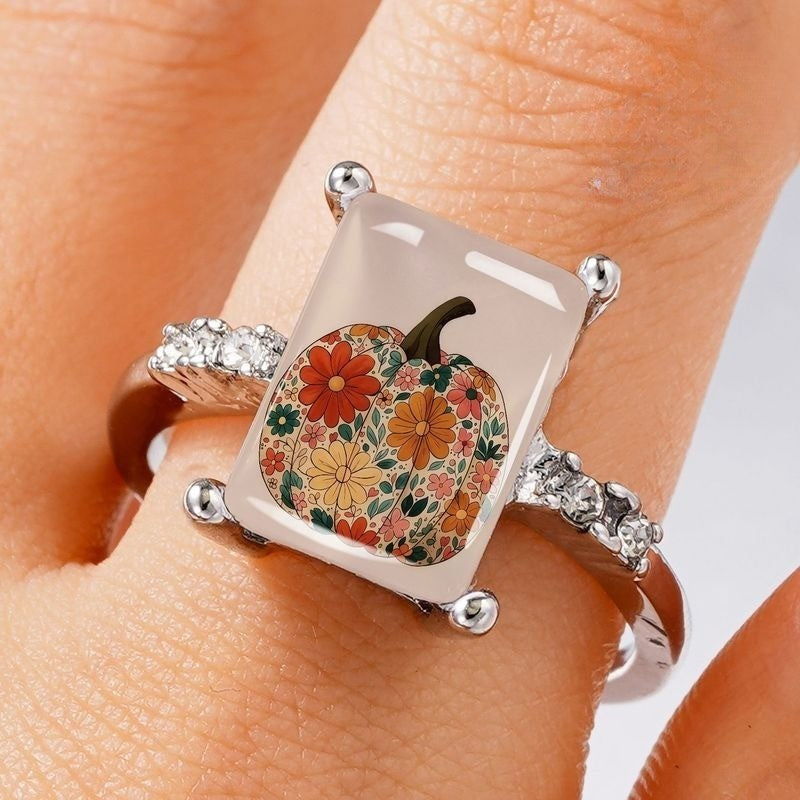 Floral Pumpkin Square Ring