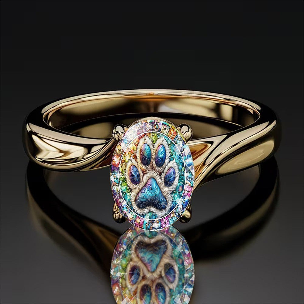 Colorful Paw Print Ring