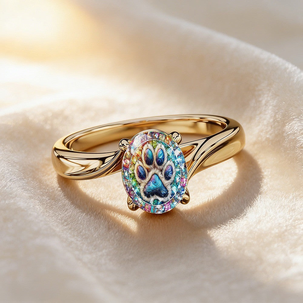 Colorful Paw Print Ring