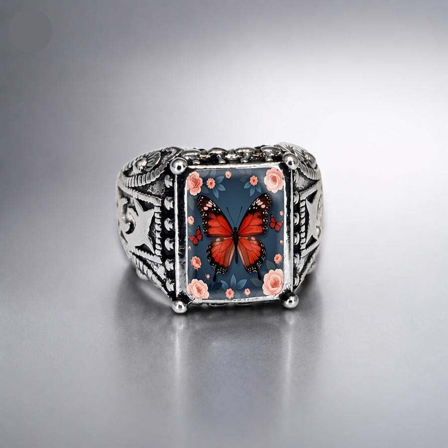 Butterfly Square Statement Ring