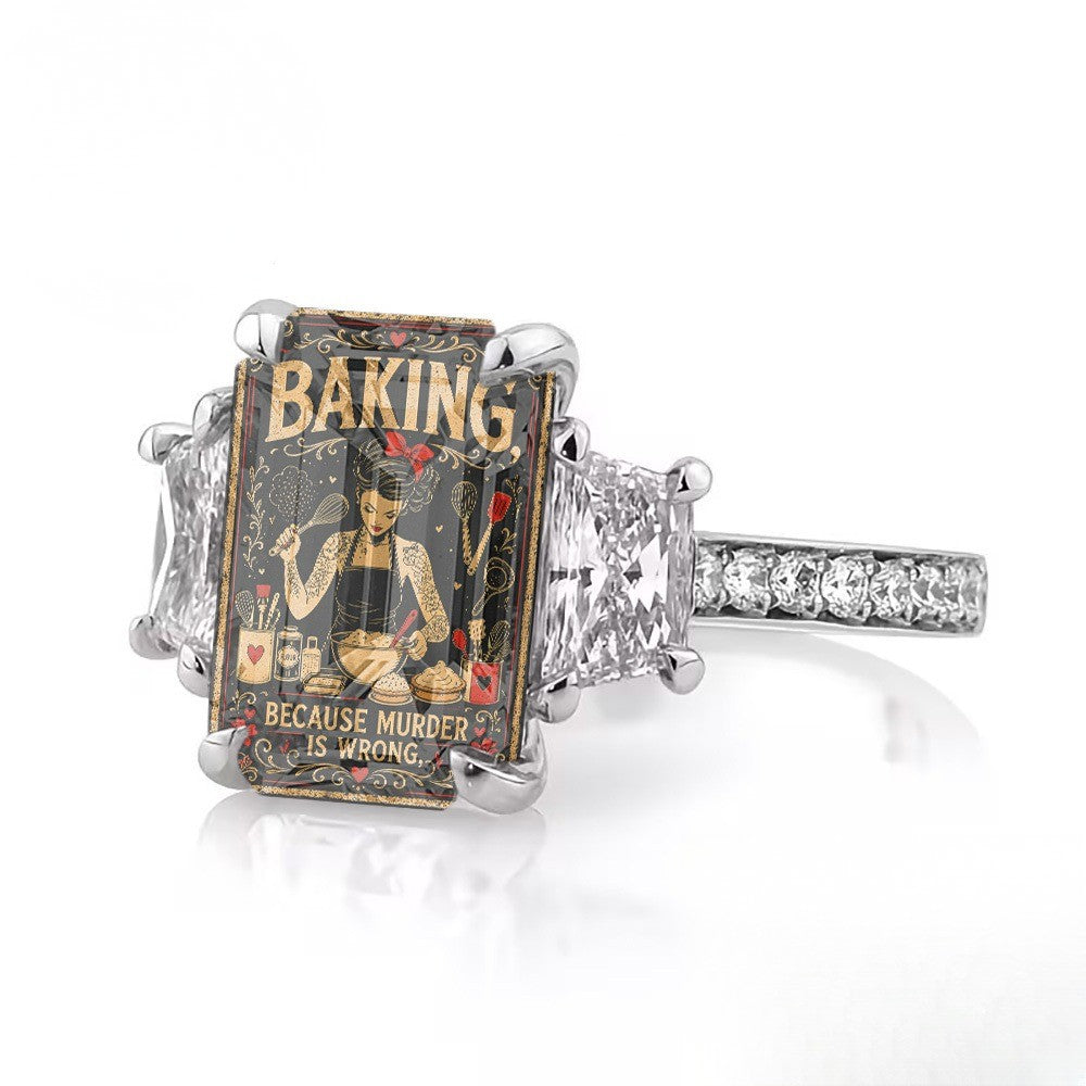 Baking Square Statement Ring