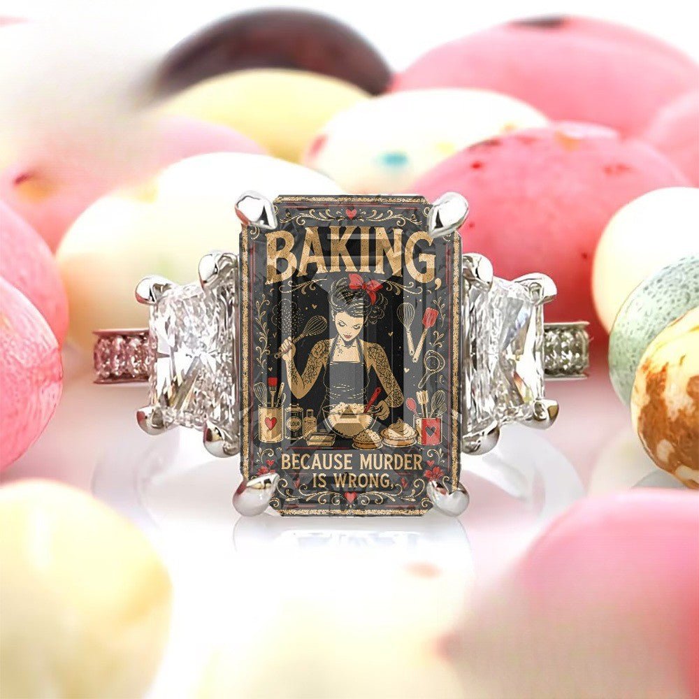 Baking Square Statement Ring
