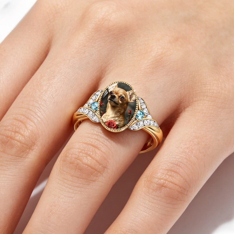 Chihuahua Portrait Oval Ring