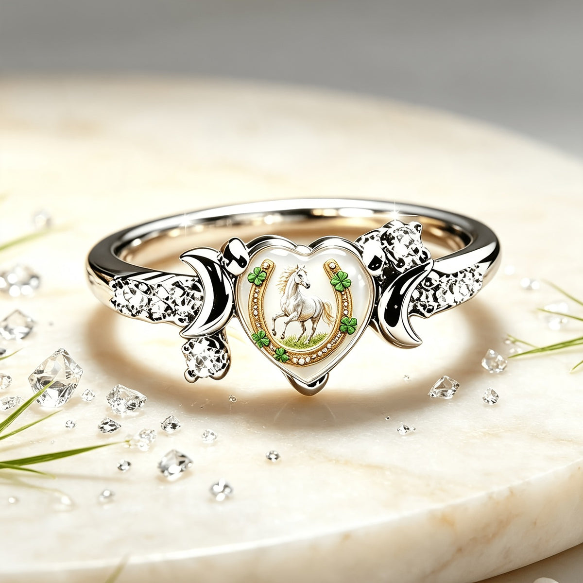 White Horse Heart Ring