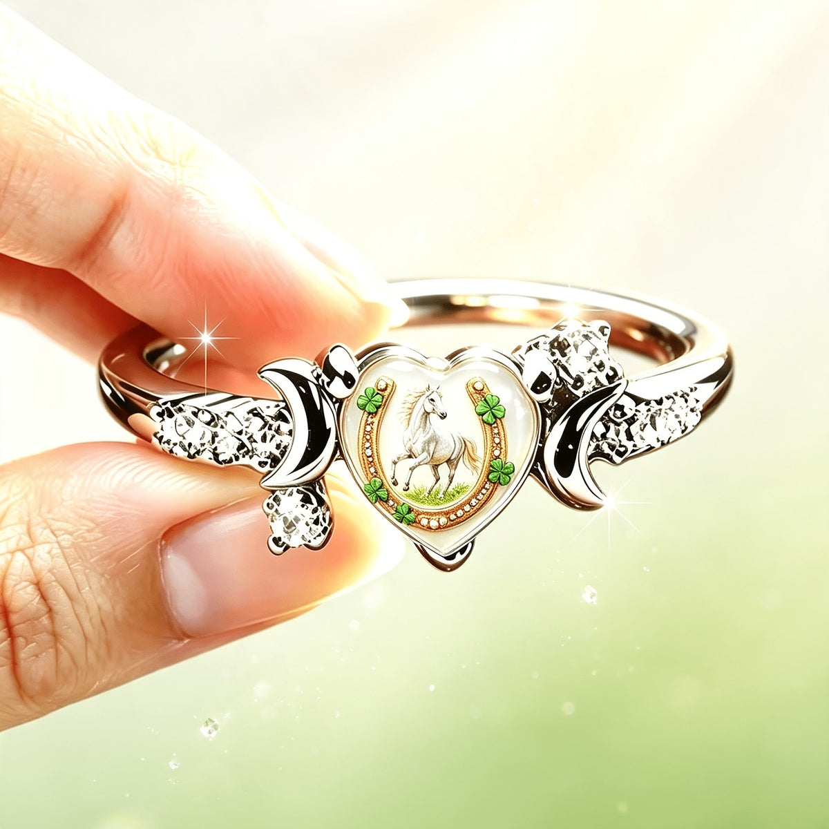 White Horse Heart Ring