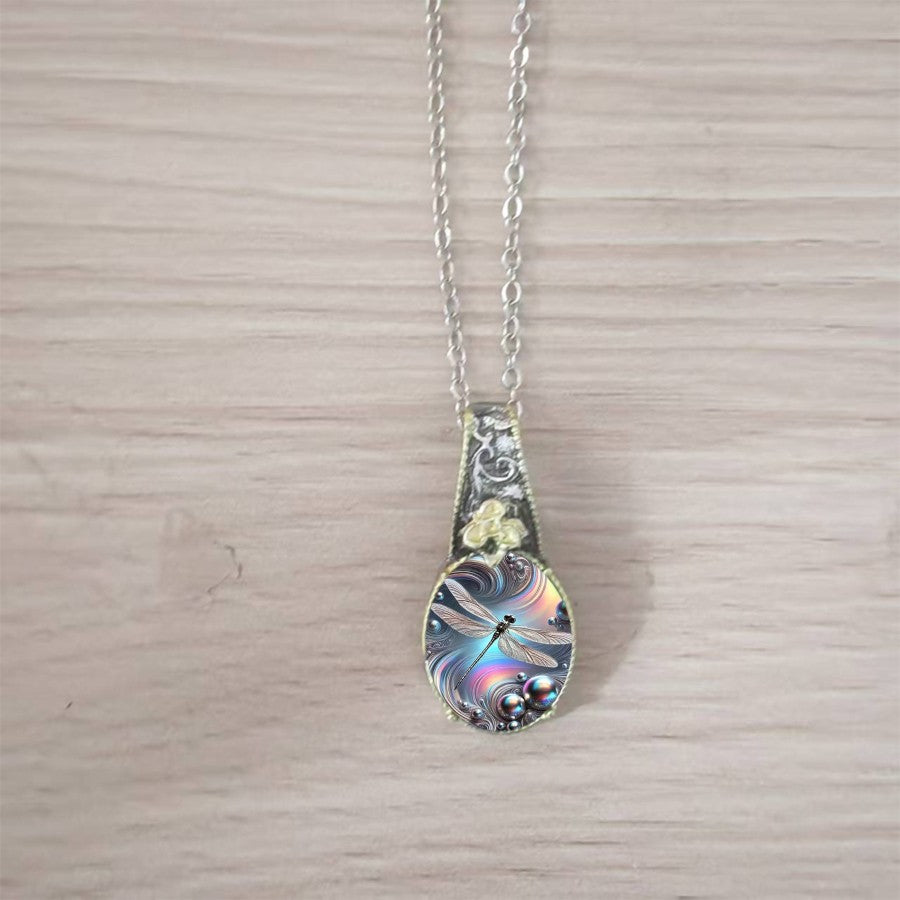 Dragonfly Iridescent Pendant Necklace