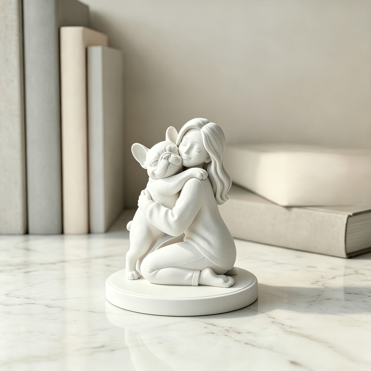 French Bulldog Hug Figurine