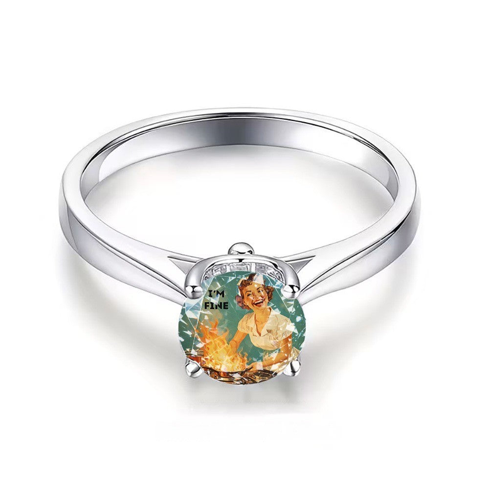 Retro 'I'm Fine' Illustration Ring
