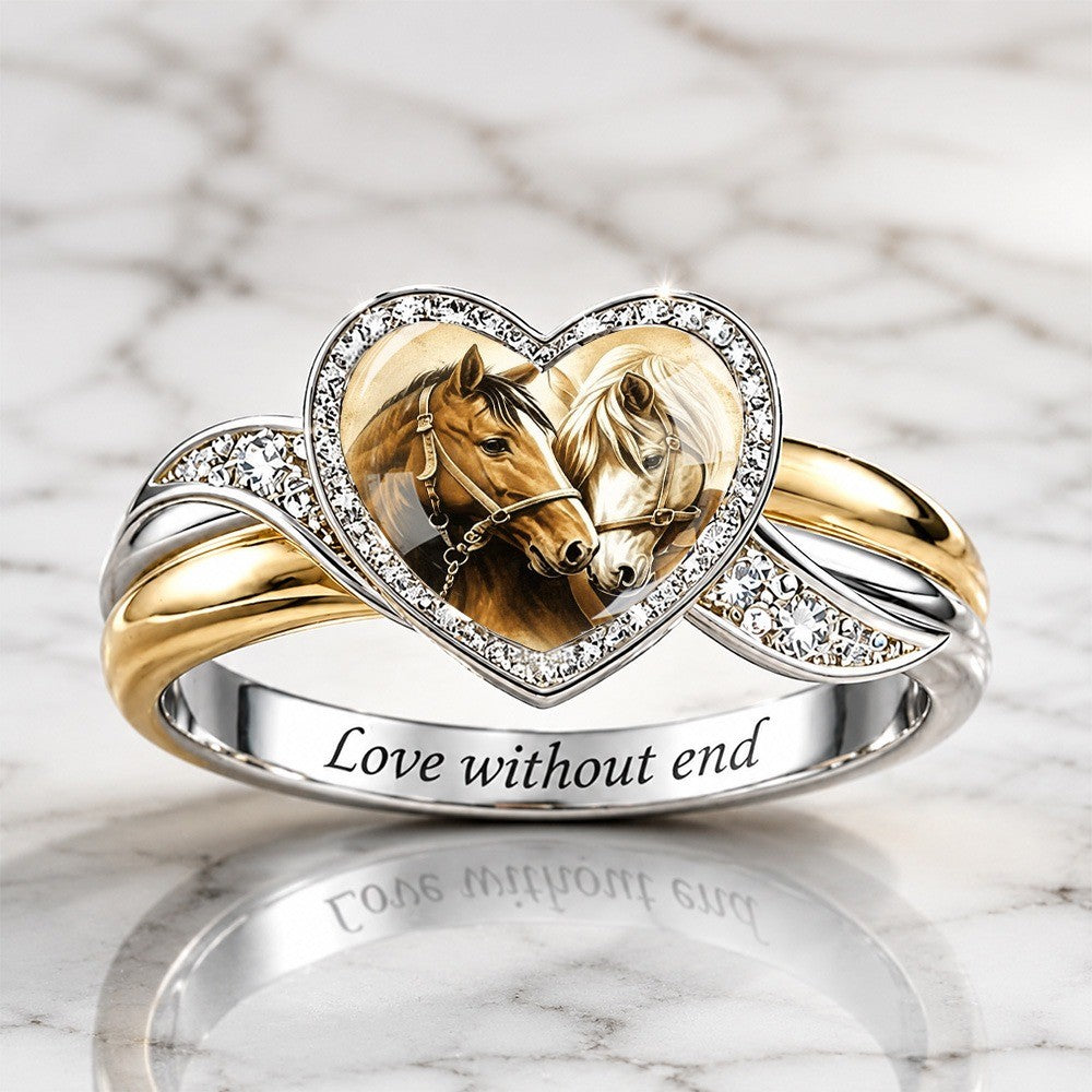 Heart Horse Portrait Ring