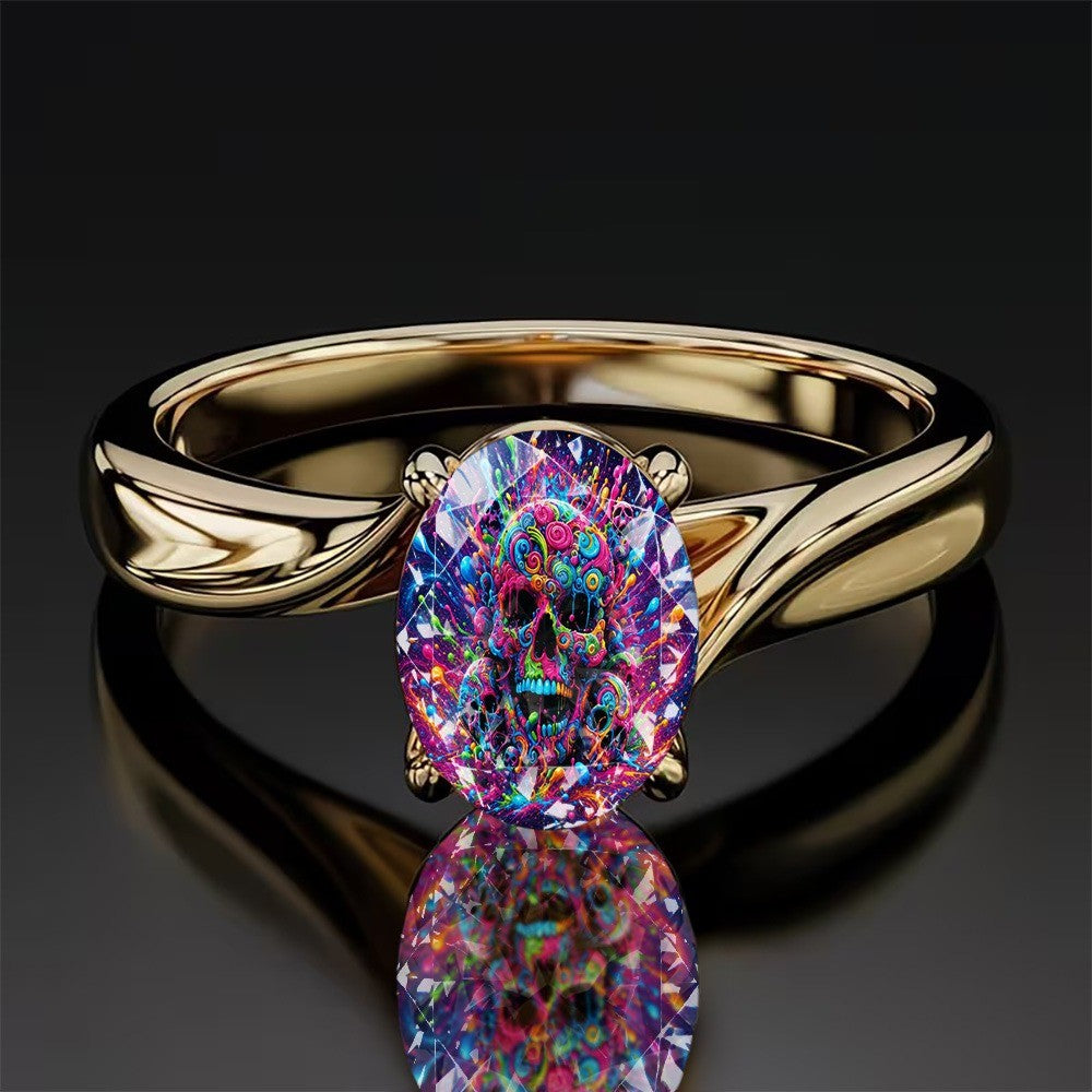 Colorful Skull Statement Ring