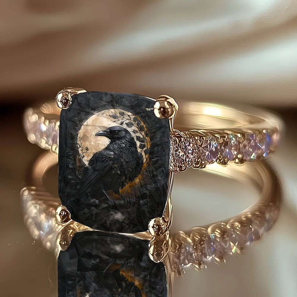 Crow Moon Square Ring