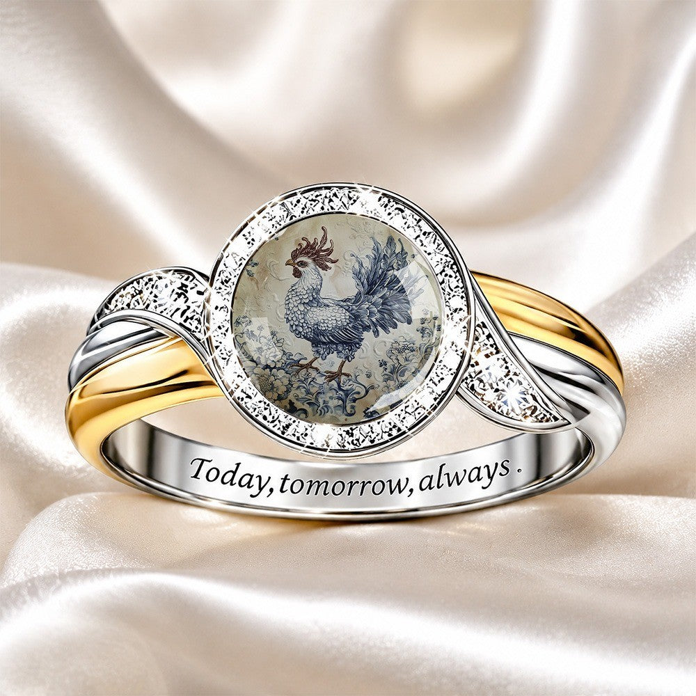 Blue Rooster Cameo Ring